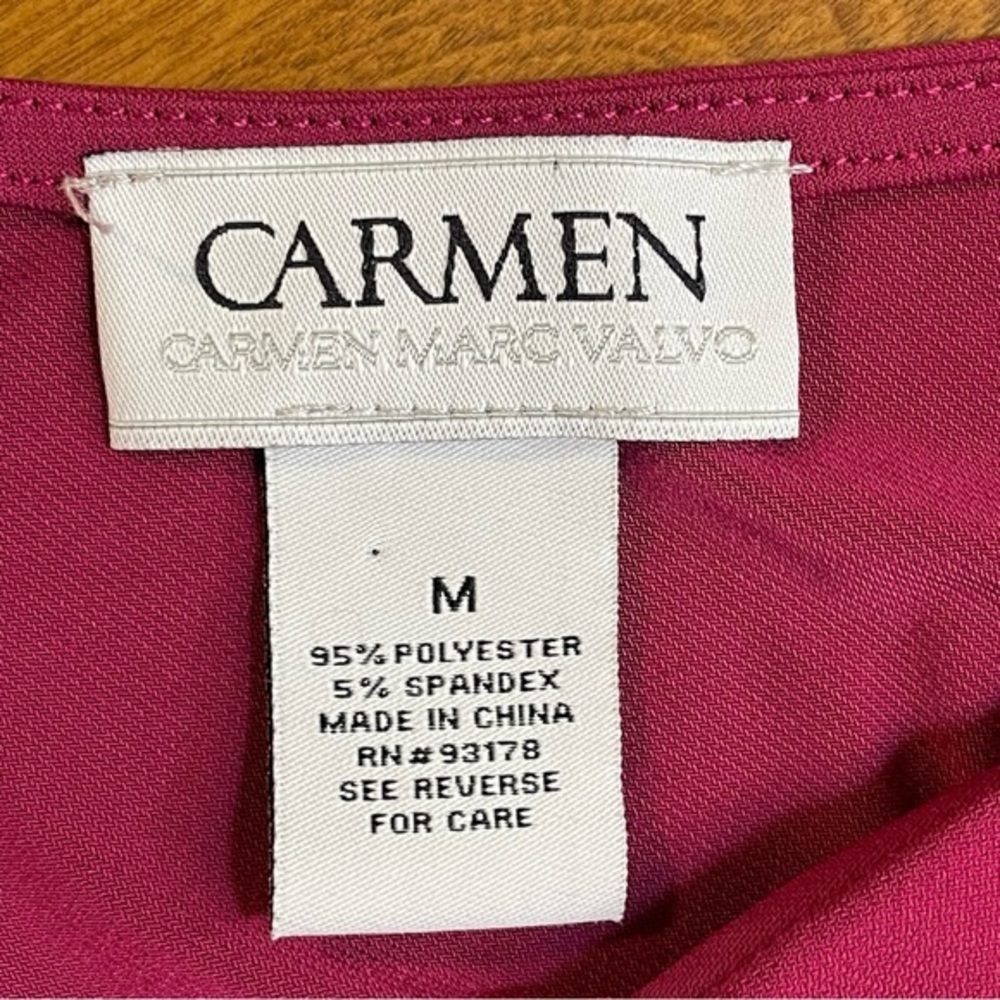 Carmen Raspberry Purple V Neck Cold Shoulder Hardware‎ Shirt Top Blouse Sz M - Picture 2 of 8